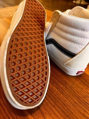 Vans White High-Top Sneakers with Black Stripe and Gum Sole